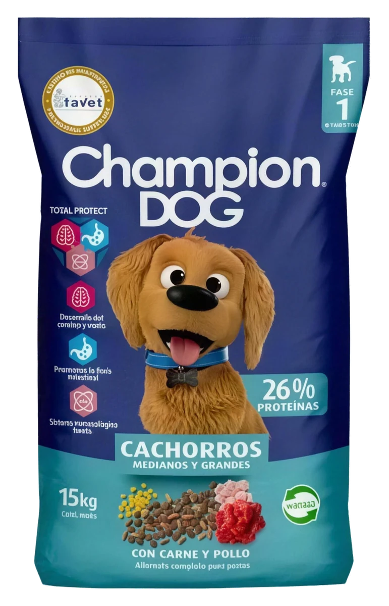 Champion Dog Cachorro Carne y Pollo Medianos y Grandes 15 kg